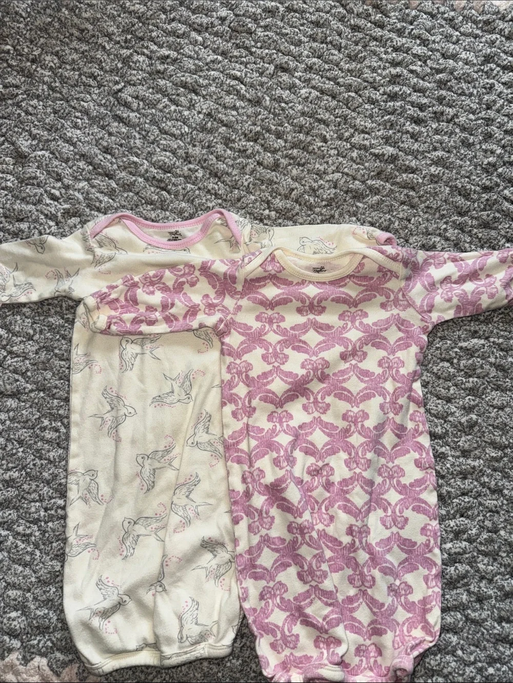 Two-Piece Baby Nightgown Set in Pink and Cream